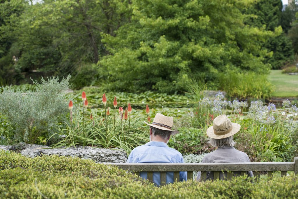 Couple enjoying the view of the lake, from the Rock garden.
