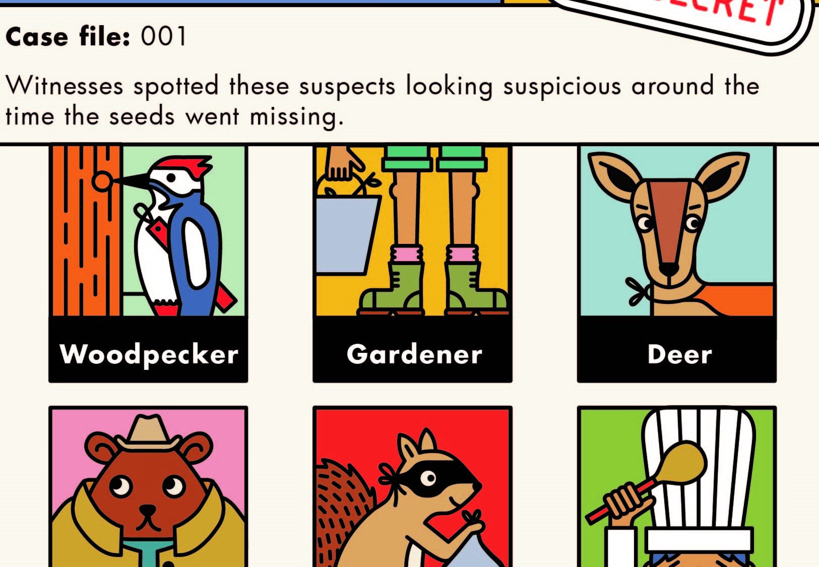 Illustration of suspects in the case of the crazy cone caper