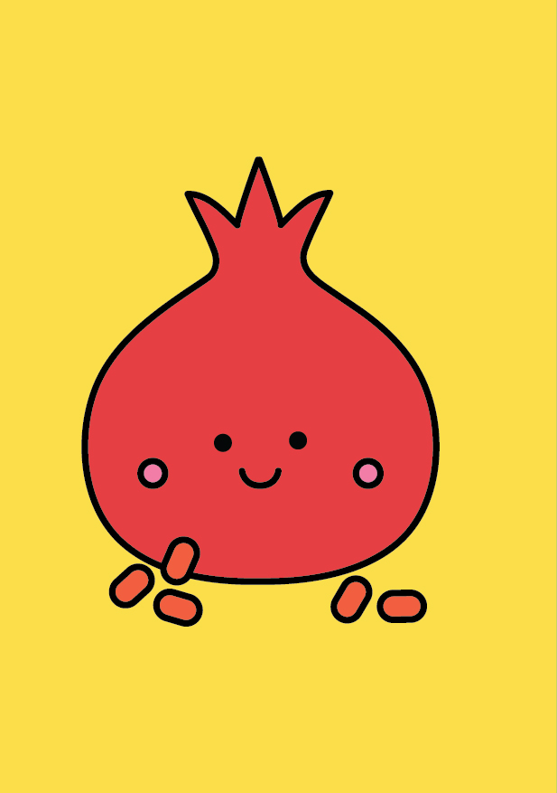 pomegranate seeds cartoon.