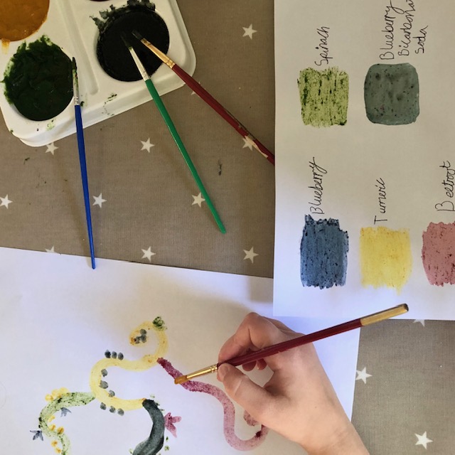 Image showing paints made from plants including spinach, blueberry, beetroot and turmeric