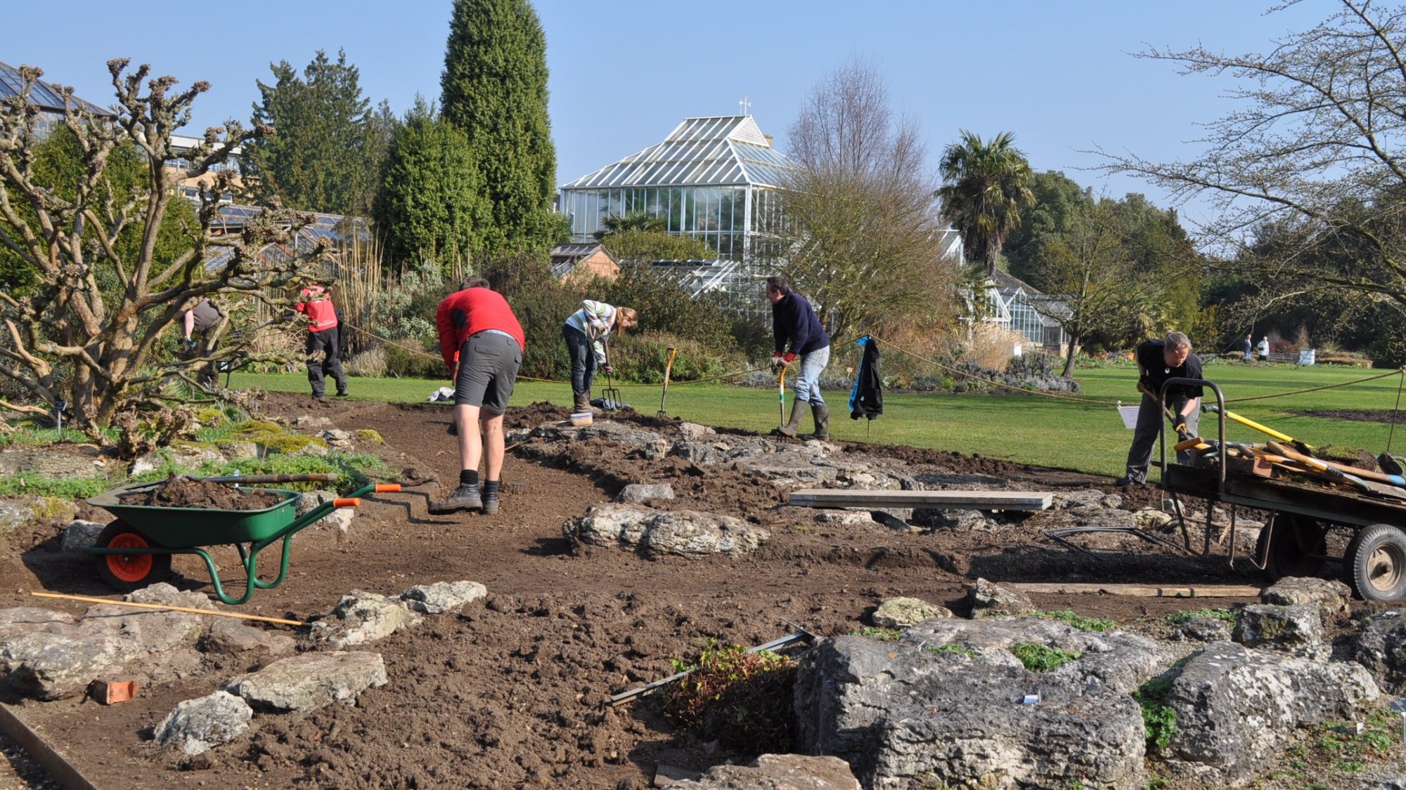 Staff working on the Mediterranean Beds