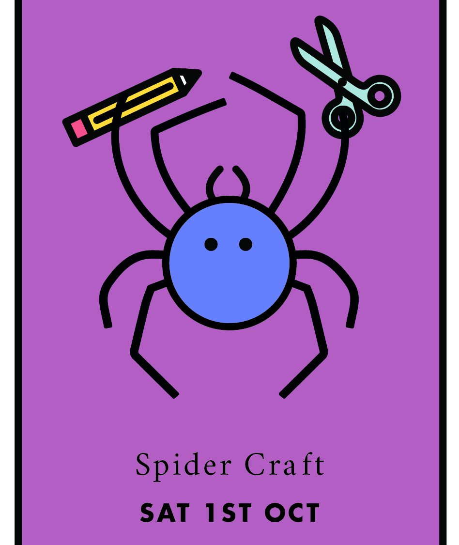Illustration of spider holding pencil and scissors