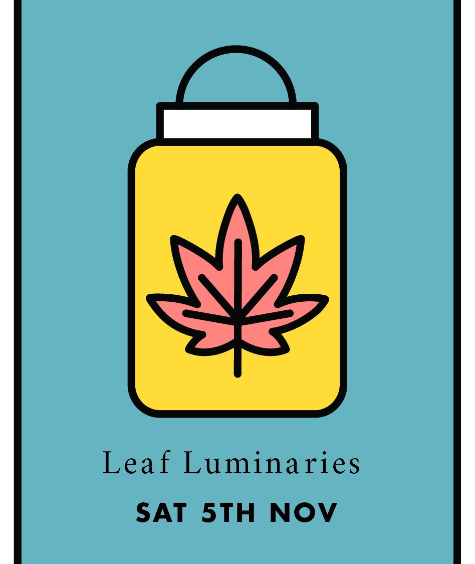 Illustration of jar with an autumn leaf on the side of it
