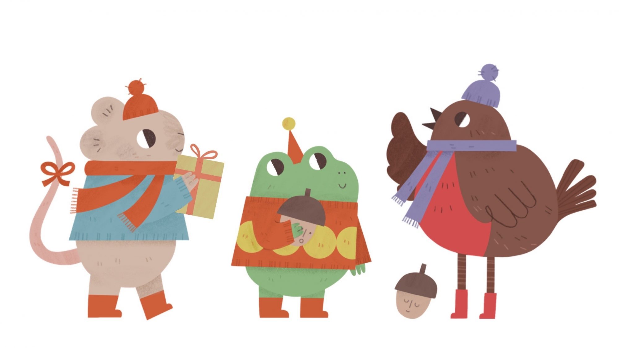 Illustration of Animal Characters Preparing for Christmas