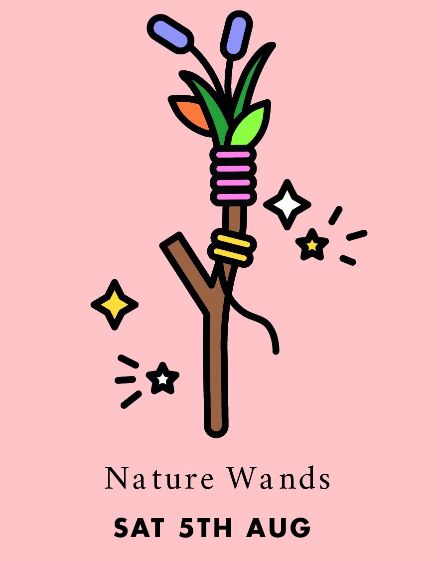 Illustration of twig wrapped in ribbon and leaves