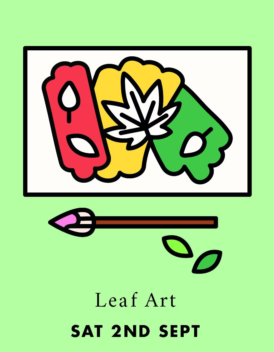 Illustration leaves painted on paper with a paintbrush