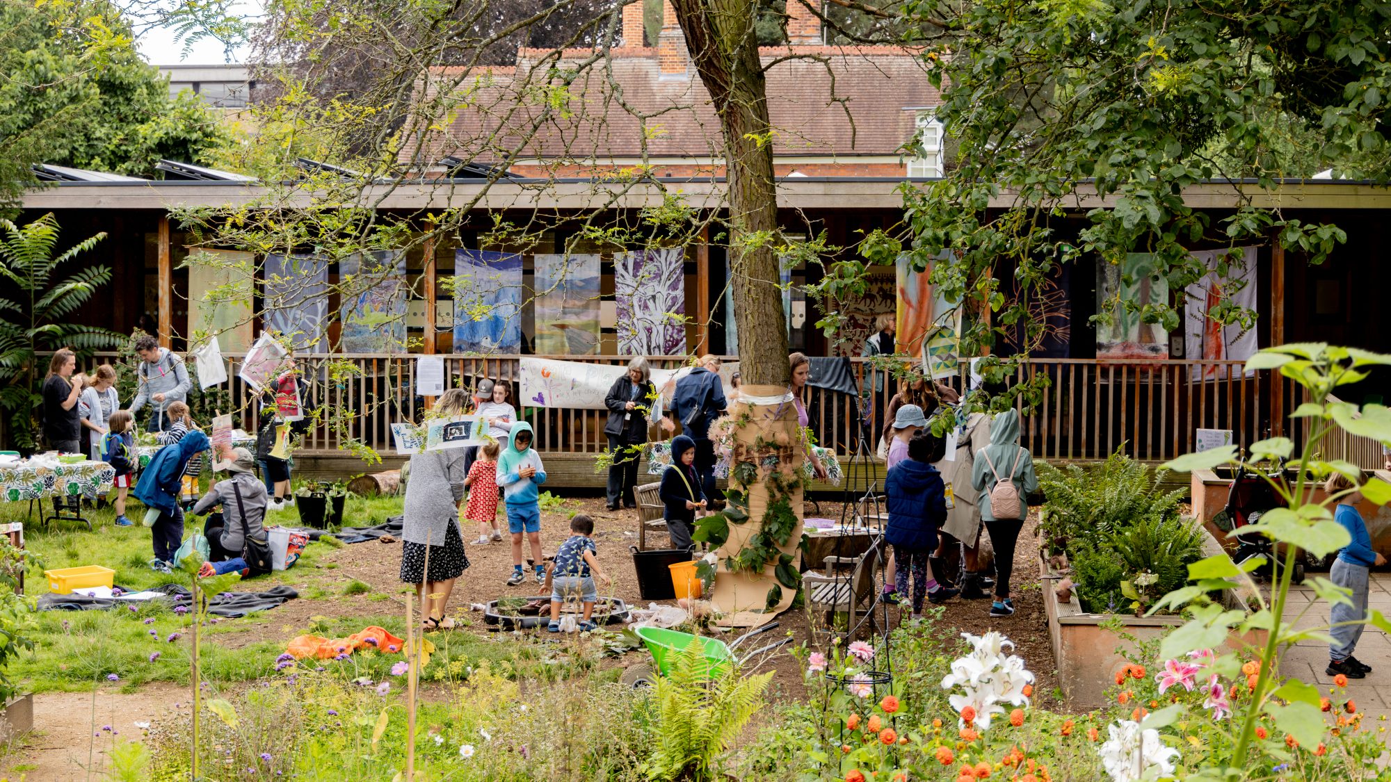 Children having fun in the Schools' Garden. 