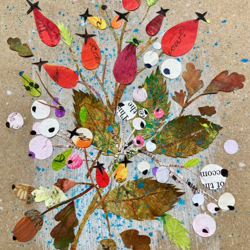 Collage card workshop: Winter holly and robins
