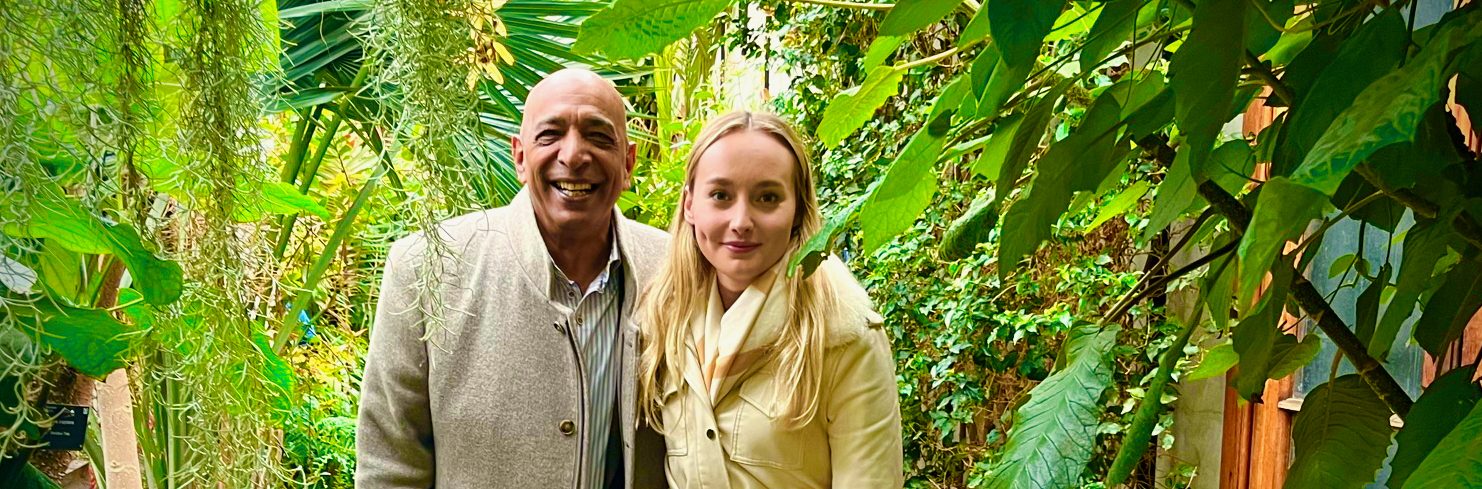 The Antique Road Trip presenters Raj Bisram and Hettie Jago in the CUBG Glasshouse Range