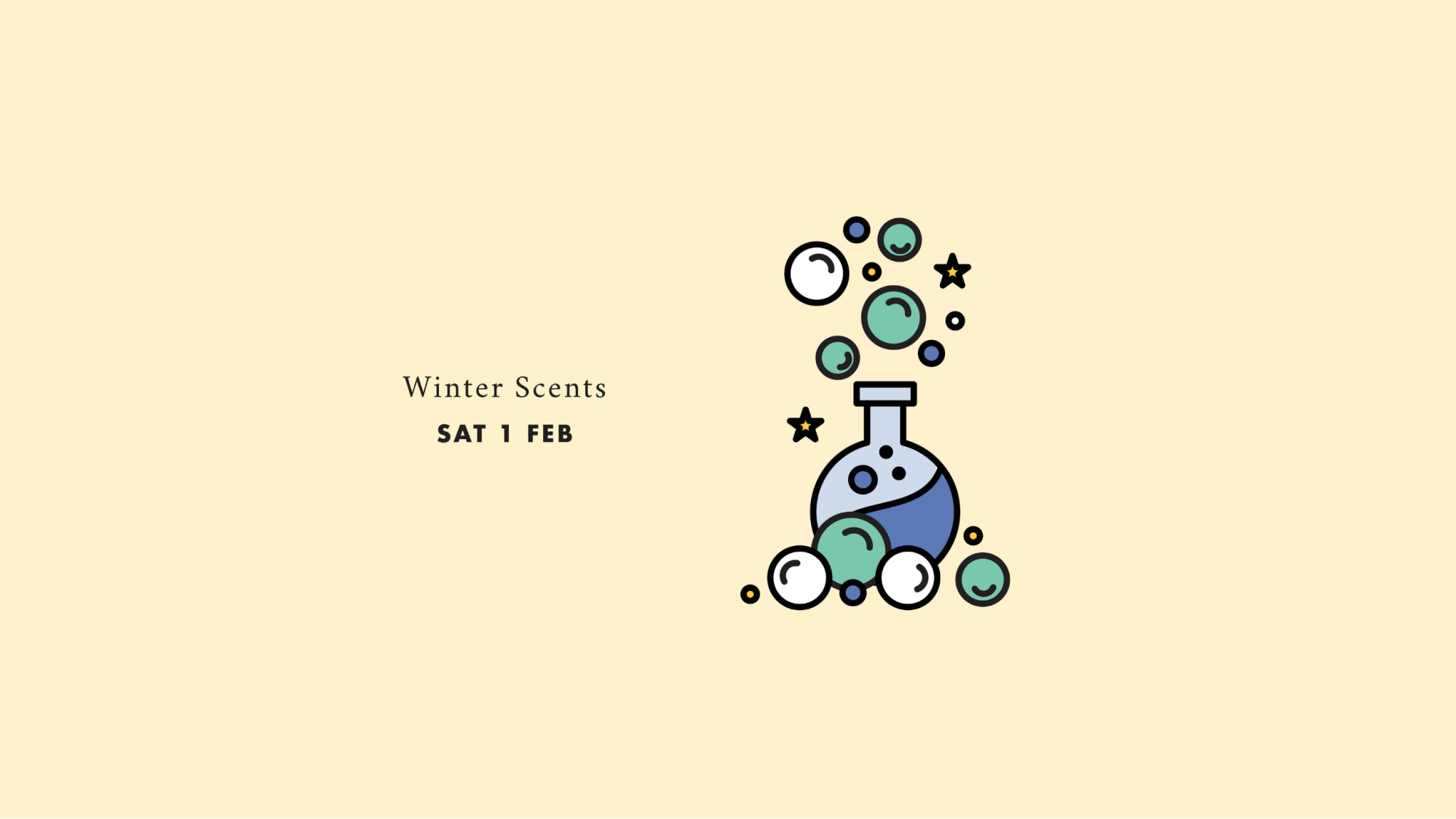 Illustration of a magical-looking potion bottle with bubbles and stars coming out of it.