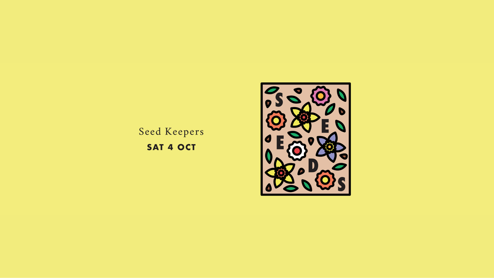 Illustration of a seed packet with flowers and leaves on it.