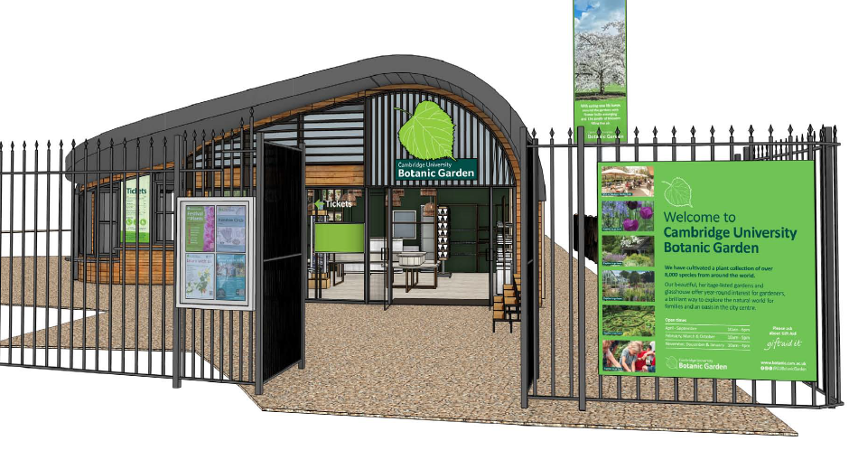 computer generated drawing of the new ticket office from outside the railings