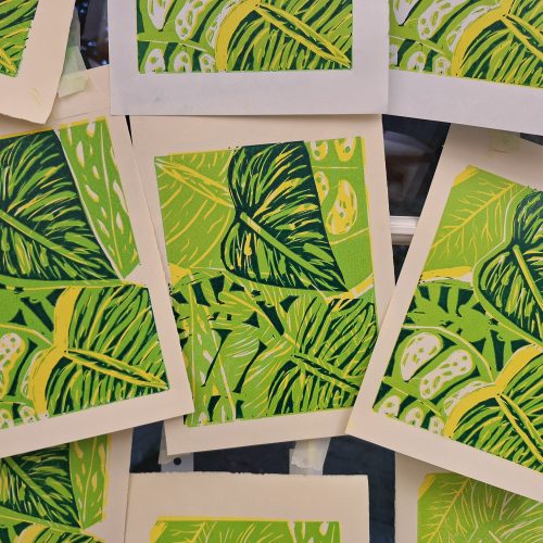 Shades of autumn: Reduction linocut