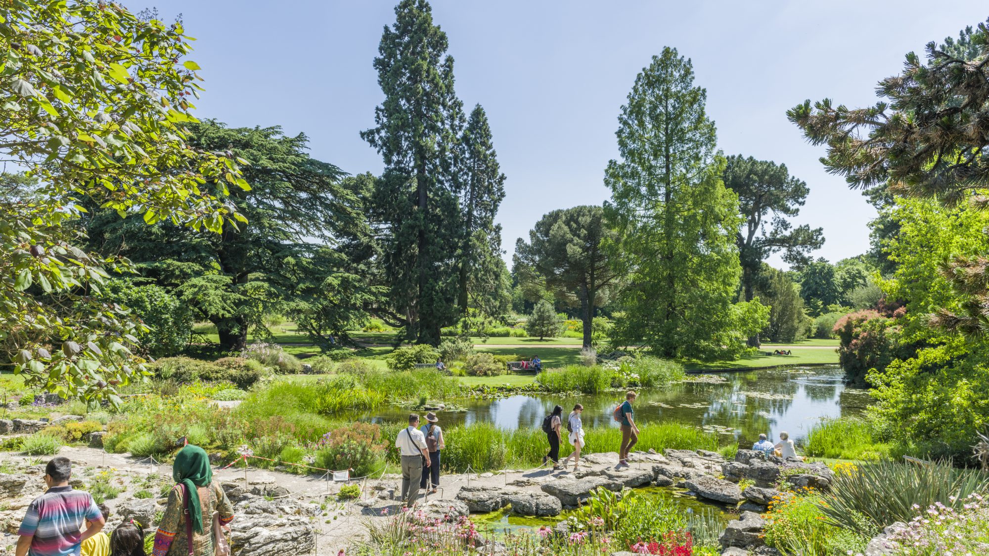 view of the rock garden with visitors enjoying the landscape